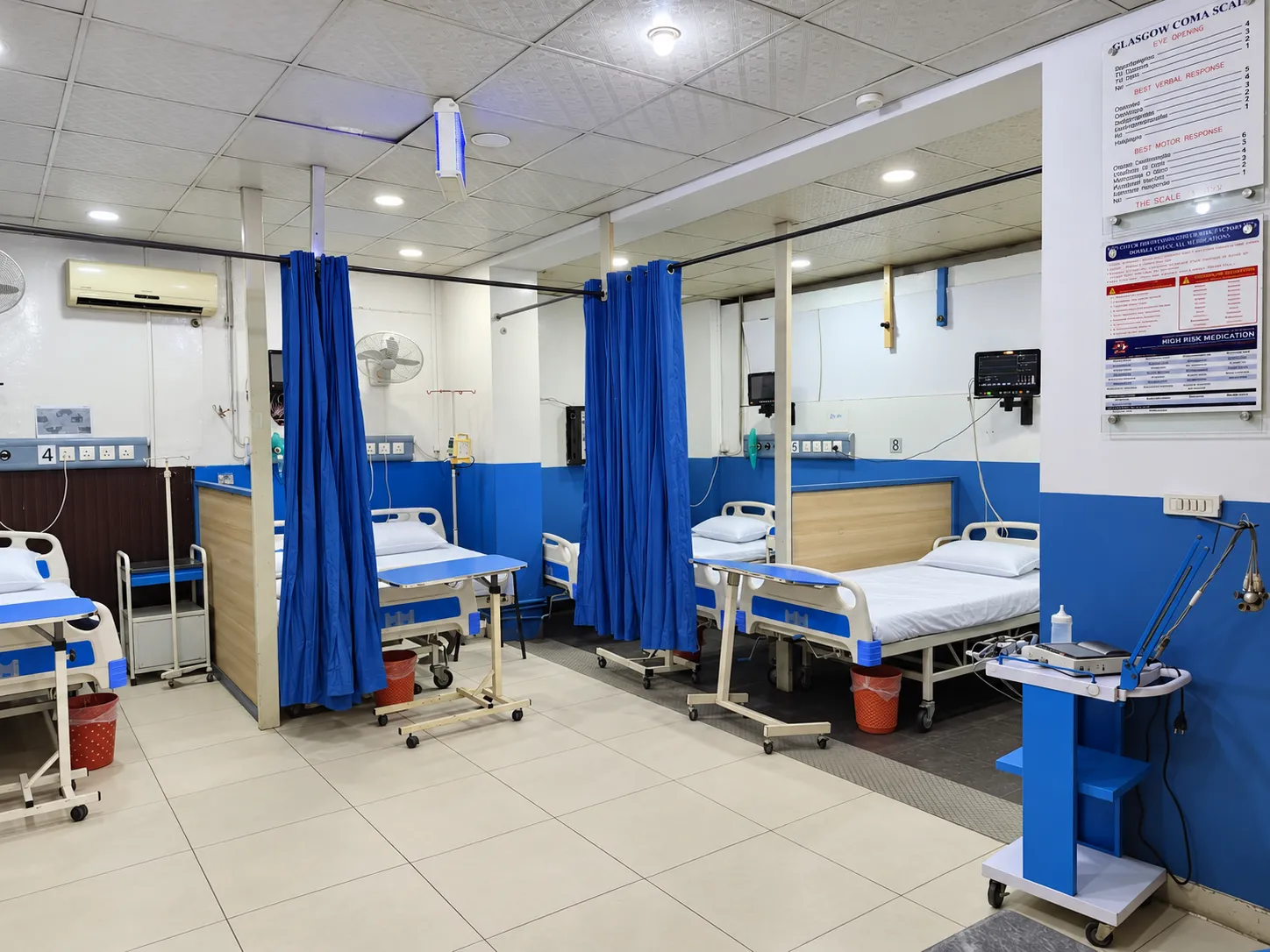 Coronary care beds and bedside monitors at Sarwet Anver Medical Complex